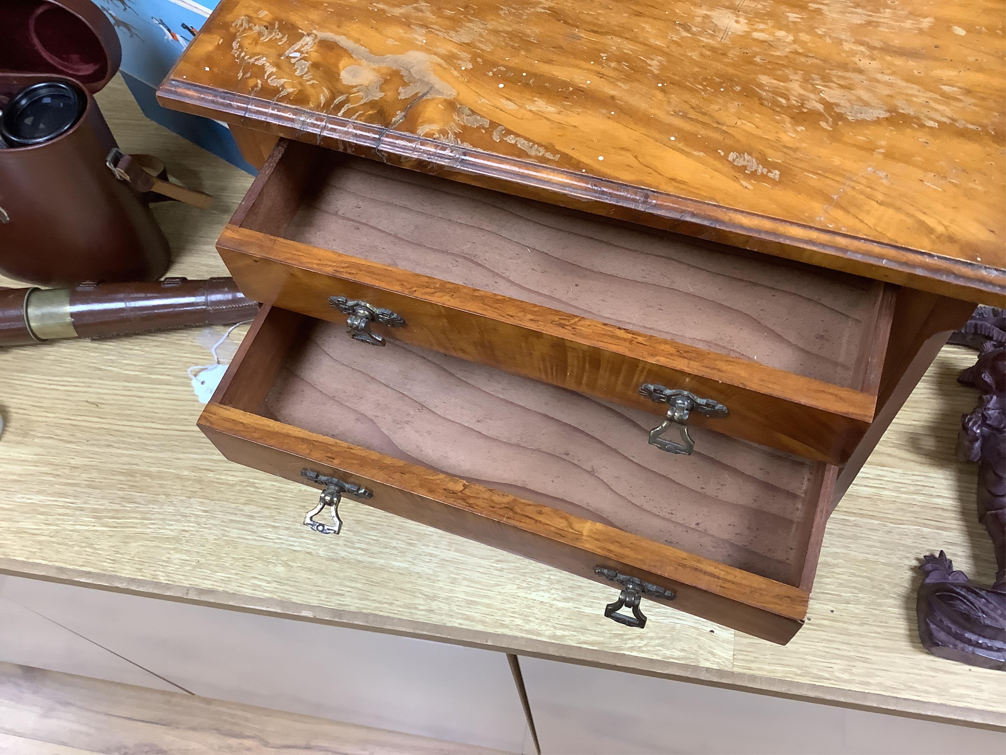 A late 19th century satin birch six drawer miniature chest of drawers, 33cm wide x 42cm high